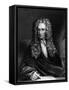Engraving of Sir Isaac Newton Seated at a Table-null-Framed Stretched Canvas