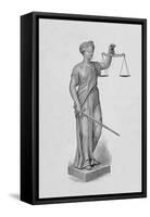 Engraving of Statue of Justice Holding the Scales-null-Framed Stretched Canvas