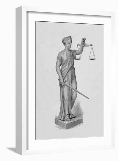 Engraving of Statue of Justice Holding the Scales-null-Framed Giclee Print