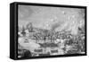 Engraving of the Bombardment of Canton by the English-null-Framed Stretched Canvas