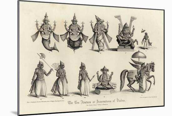 Engraving of the Ten Avatars of Vishnu-null-Mounted Giclee Print