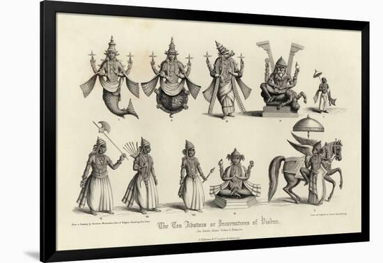 Engraving of the Ten Avatars of Vishnu-null-Framed Giclee Print