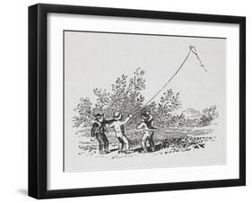 Engraving Of Three Boys Playing With a Kite-Thomas Bewick-Framed Giclee Print