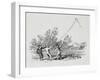 Engraving Of Three Boys Playing With a Kite-Thomas Bewick-Framed Giclee Print