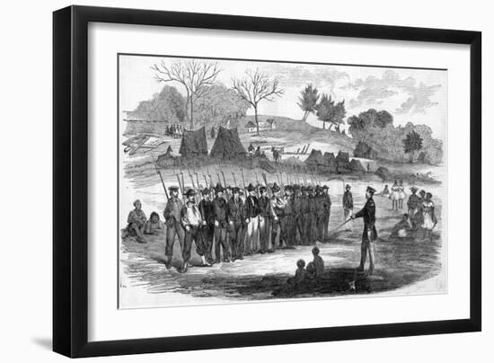 Engraving of William Walker Training His Soldiers at Virgin Bay-null-Framed Giclee Print