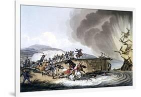 Engraving, Retreat of the French from Leipzig and Death of Poniatowski-null-Framed Giclee Print