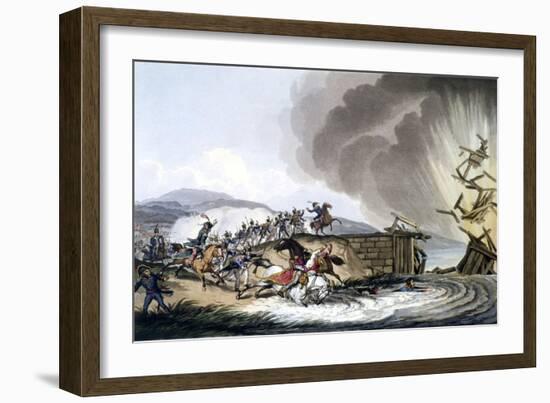 Engraving, Retreat of the French from Leipzig and Death of Poniatowski-null-Framed Giclee Print
