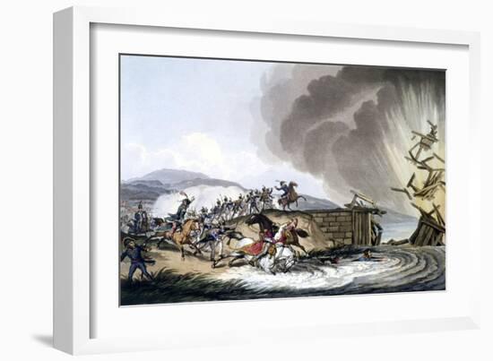 Engraving, Retreat of the French from Leipzig and Death of Poniatowski-null-Framed Giclee Print