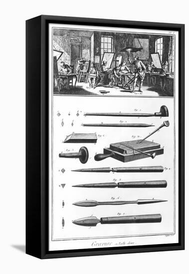 Engraving Workshop, Chapter on Engraving, Plate I, Encyclopedia by Denis Diderot-null-Framed Stretched Canvas