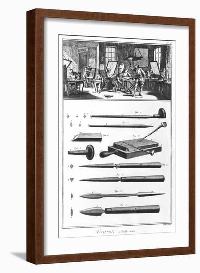Engraving Workshop, Chapter on Engraving, Plate I, Encyclopedia by Denis Diderot-null-Framed Giclee Print