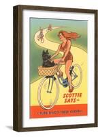 Enjoy Curves, Scottie in Bicycle Basket-null-Framed Art Print