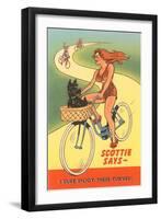 Enjoy Curves, Scottie in Bicycle Basket-null-Framed Art Print