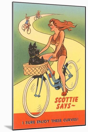 Enjoy Curves, Scottie in Bicycle Basket-null-Mounted Art Print
