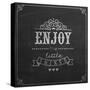 Enjoy the Little Things Quote Typographical Background on Blackboard with Chalk-Melindula-Stretched Canvas