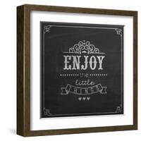 Enjoy the Little Things Quote Typographical Background on Blackboard with Chalk-Melindula-Framed Art Print