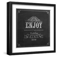 Enjoy the Little Things Quote Typographical Background on Blackboard with Chalk-Melindula-Framed Art Print