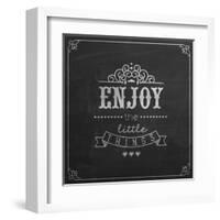 Enjoy the Little Things Quote Typographical Background on Blackboard with Chalk-Melindula-Framed Art Print