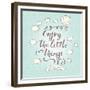Enjoy the Little Things. Stylish Vector Card in Vintage Colors with Waves, Balloon, Text and Clouds-smilewithjul-Framed Premium Giclee Print