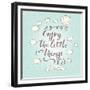Enjoy the Little Things. Stylish Vector Card in Vintage Colors with Waves, Balloon, Text and Clouds-smilewithjul-Framed Premium Giclee Print