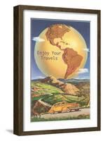 Enjoy Your Travels, Globe with Americas-null-Framed Art Print