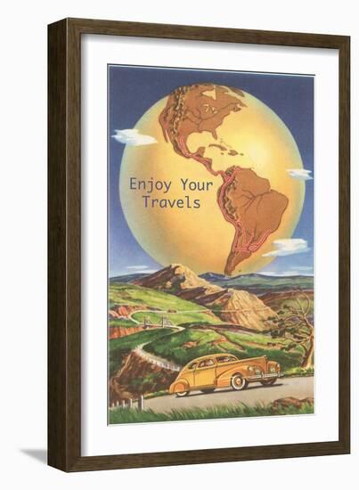 Enjoy Your Travels, Globe with Americas-null-Framed Art Print