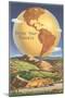 Enjoy Your Travels, Globe with Americas-null-Mounted Art Print