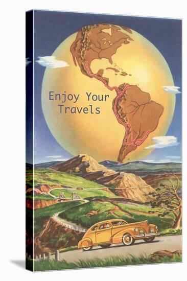 Enjoy Your Travels, Globe with Americas-null-Stretched Canvas