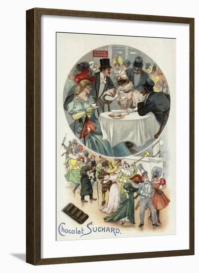 Enjoying Suchard Chocolate at a Masked Ball-null-Framed Giclee Print