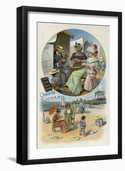 Enjoying Suchard Chocolate at the Beach-null-Framed Giclee Print