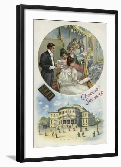 Enjoying Suchard Chocolate at the Opera or Theatre-null-Framed Giclee Print