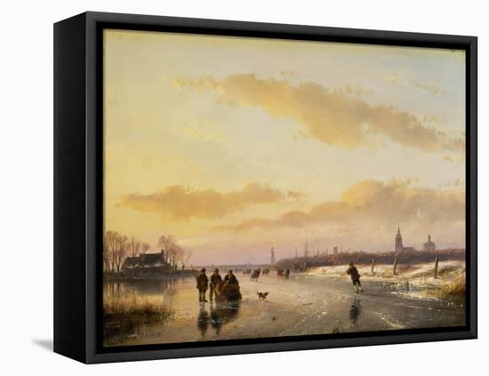 Enjoying the Ice, 1855-Andreas Schelfhout-Framed Stretched Canvas