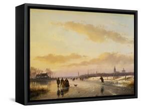 Enjoying the Ice, 1855-Andreas Schelfhout-Framed Stretched Canvas