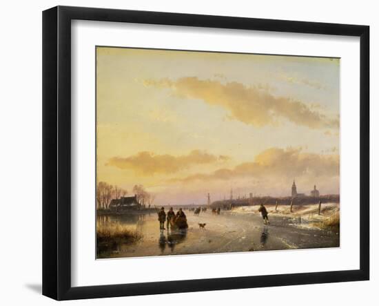 Enjoying the Ice, 1855-Andreas Schelfhout-Framed Giclee Print