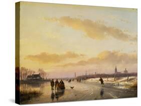 Enjoying the Ice, 1855-Andreas Schelfhout-Stretched Canvas