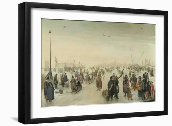 Enjoying the Ice Near a Town, Hendrick Avercamp-Hendrick Avercamp-Framed Art Print