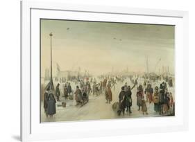 Enjoying the Ice Near a Town, Hendrick Avercamp-Hendrick Avercamp-Framed Premium Giclee Print