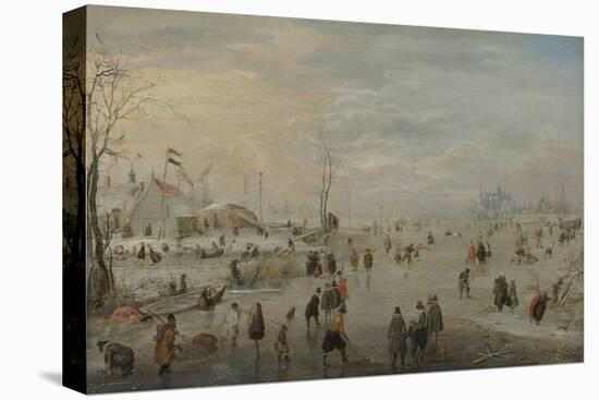 Enjoying the Ice-Hendrick Avercamp-Stretched Canvas