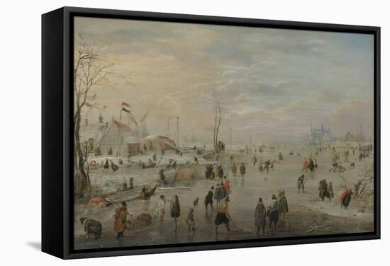 Enjoying the Ice-Hendrick Avercamp-Framed Stretched Canvas