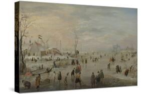 Enjoying the Ice-Hendrick Avercamp-Stretched Canvas