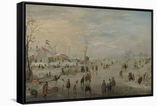 Enjoying the Ice-Hendrick Avercamp-Framed Stretched Canvas