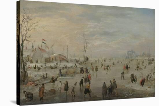 Enjoying the Ice-Hendrick Avercamp-Stretched Canvas