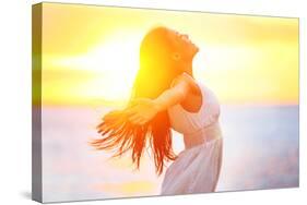 Enjoyment - Free Happy Woman Enjoying Sunset-Maridav-Stretched Canvas