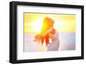 Enjoyment - Free Happy Woman Enjoying Sunset-Maridav-Framed Premium Photographic Print