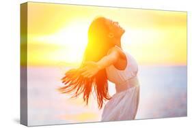 Enjoyment - Free Happy Woman Enjoying Sunset-Maridav-Stretched Canvas