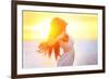 Enjoyment - Free Happy Woman Enjoying Sunset-Maridav-Framed Photographic Print