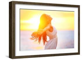 Enjoyment - Free Happy Woman Enjoying Sunset-Maridav-Framed Photographic Print