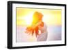 Enjoyment - Free Happy Woman Enjoying Sunset-Maridav-Framed Photographic Print