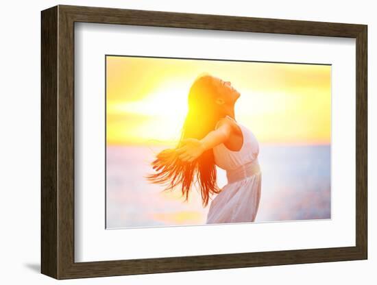 Enjoyment - Free Happy Woman Enjoying Sunset-Maridav-Framed Photographic Print