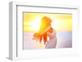 Enjoyment - Free Happy Woman Enjoying Sunset-Maridav-Framed Photographic Print