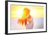 Enjoyment - Free Happy Woman Enjoying Sunset-Maridav-Framed Photographic Print